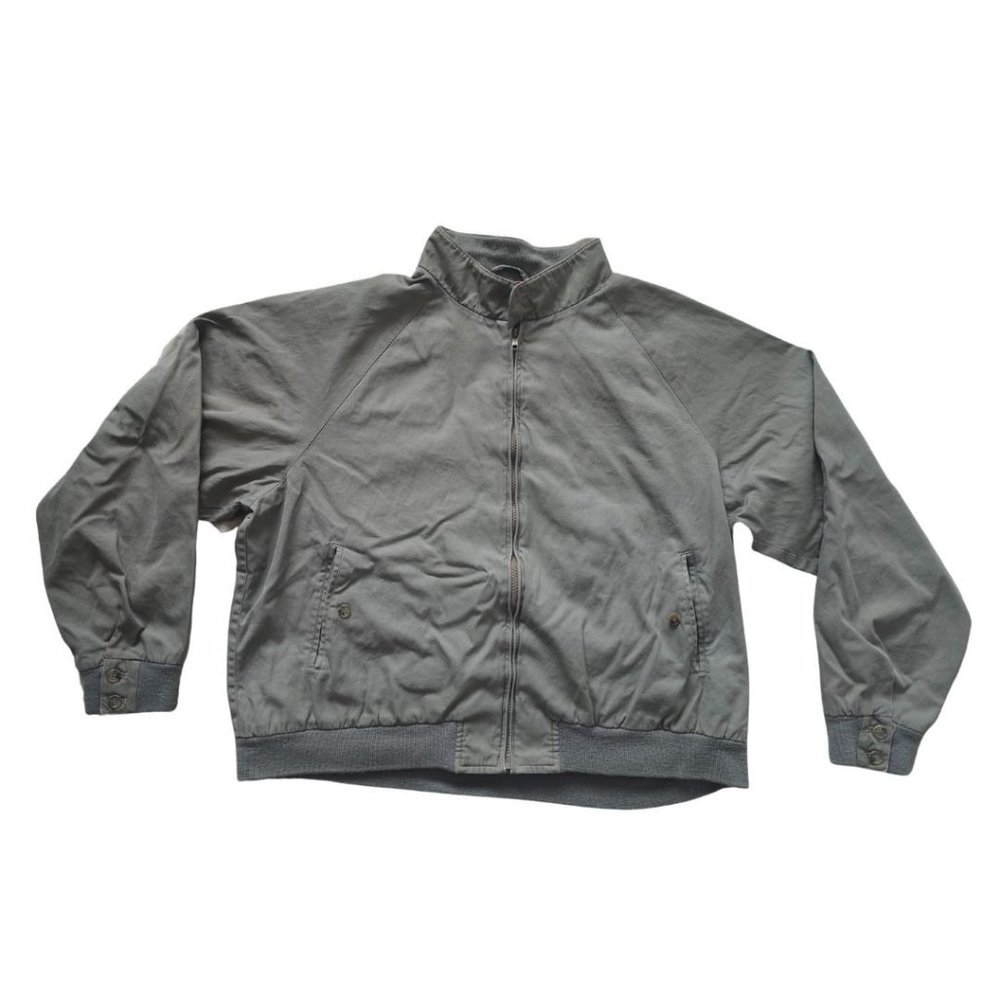 Gant Bomber Jacket Mens XL Casual Plain Gray Full Zip Lined Retro Long Sleeve